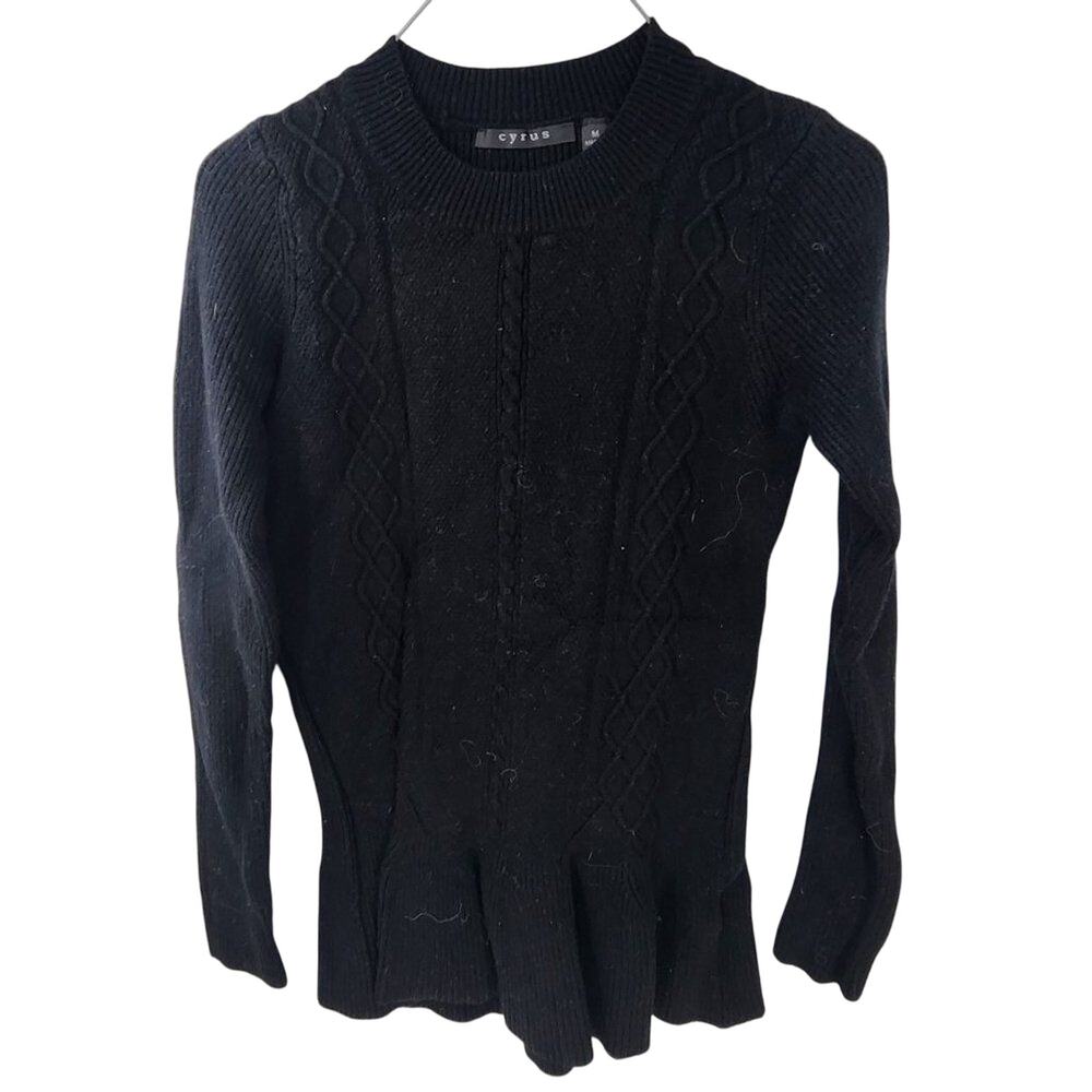 CYRUS Black Cable Knit Sweater Womens Size Medium M